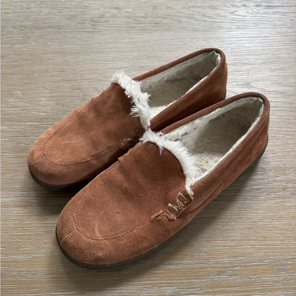 Vionic Lynez Women's brown Supportive faux fur house Slippers shoes size 10